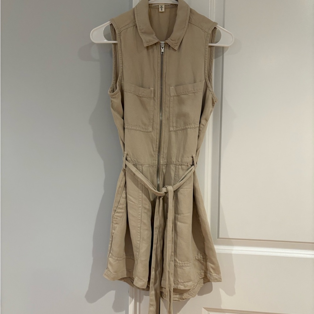 Sleeveless Tan Zip-Up Dress